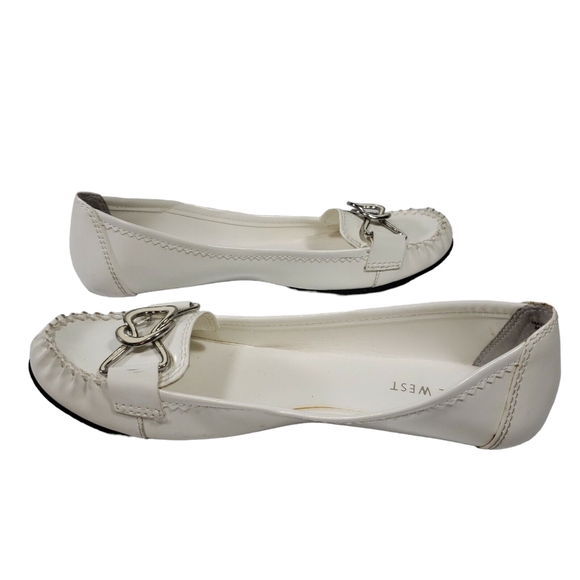 Nine West Crimped Toe Loafers Slip-On Ballet Shoes, Infinity Loop Buckle - Picture 3 of 10